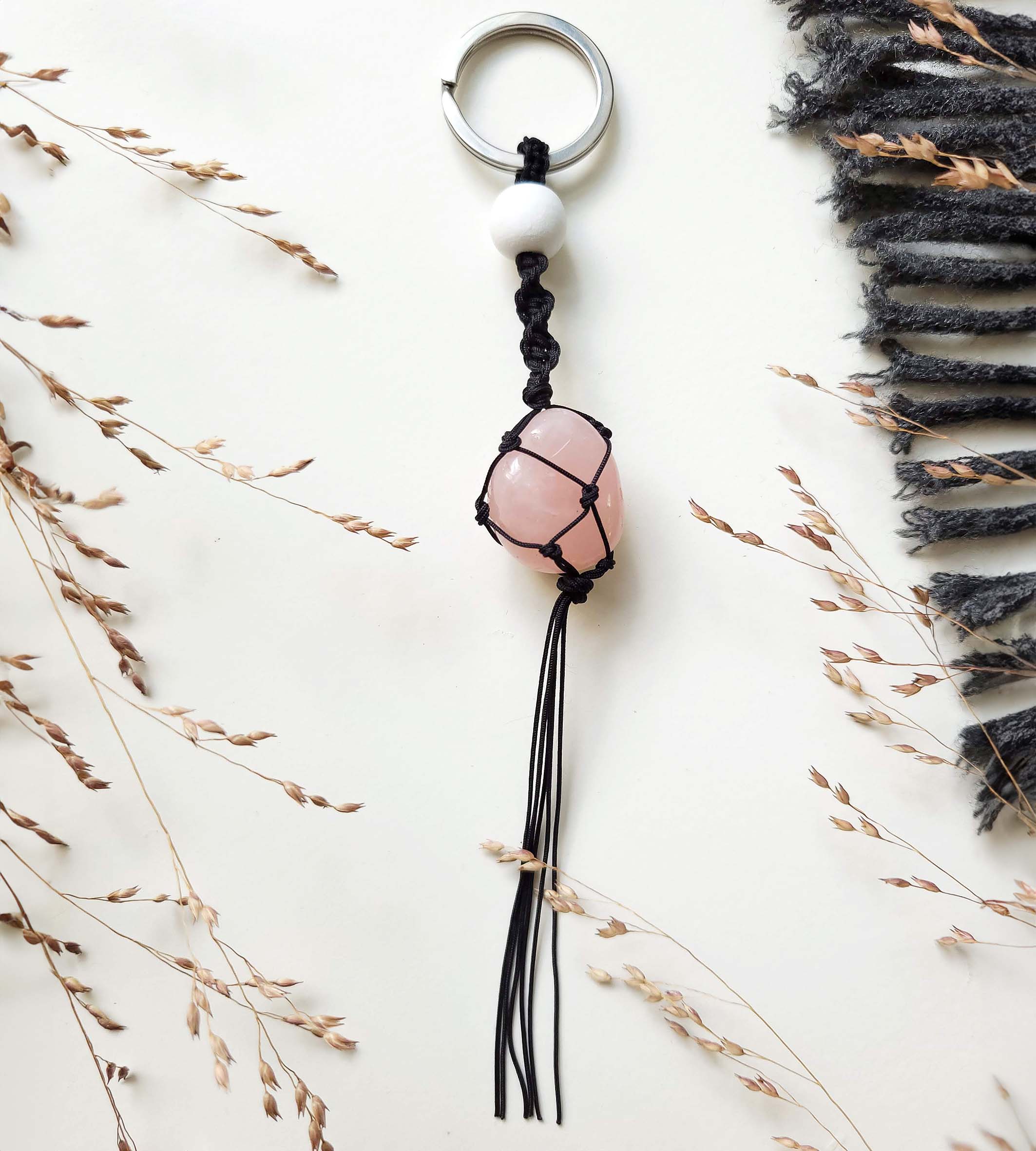 Rozenkwarts sleutelhanger
